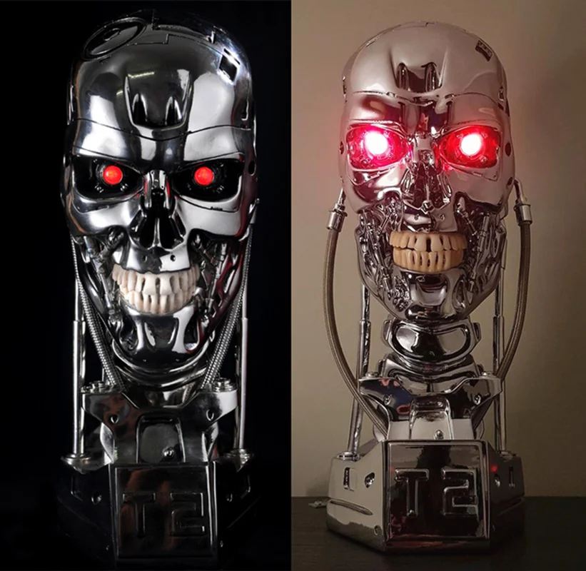 

[Funny] Replica Resin Terminator T800 1:1 Scale Skull Endoskeleton Lift-Size Bust Figure light LED EYE T-800 T2 statue model