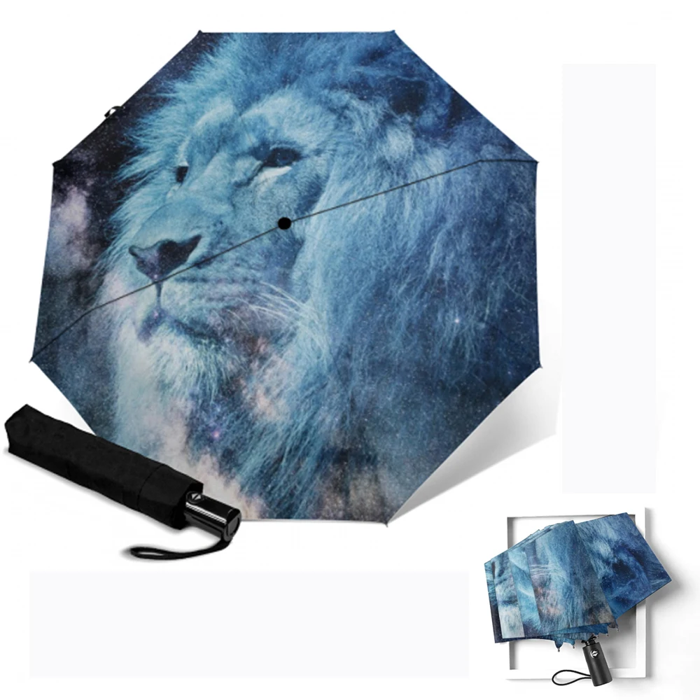 Креативный автоматический зонт с изображением Льва солнечный и дождливый