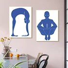 Плакат с абстрактным изображением йоги, синего цвета