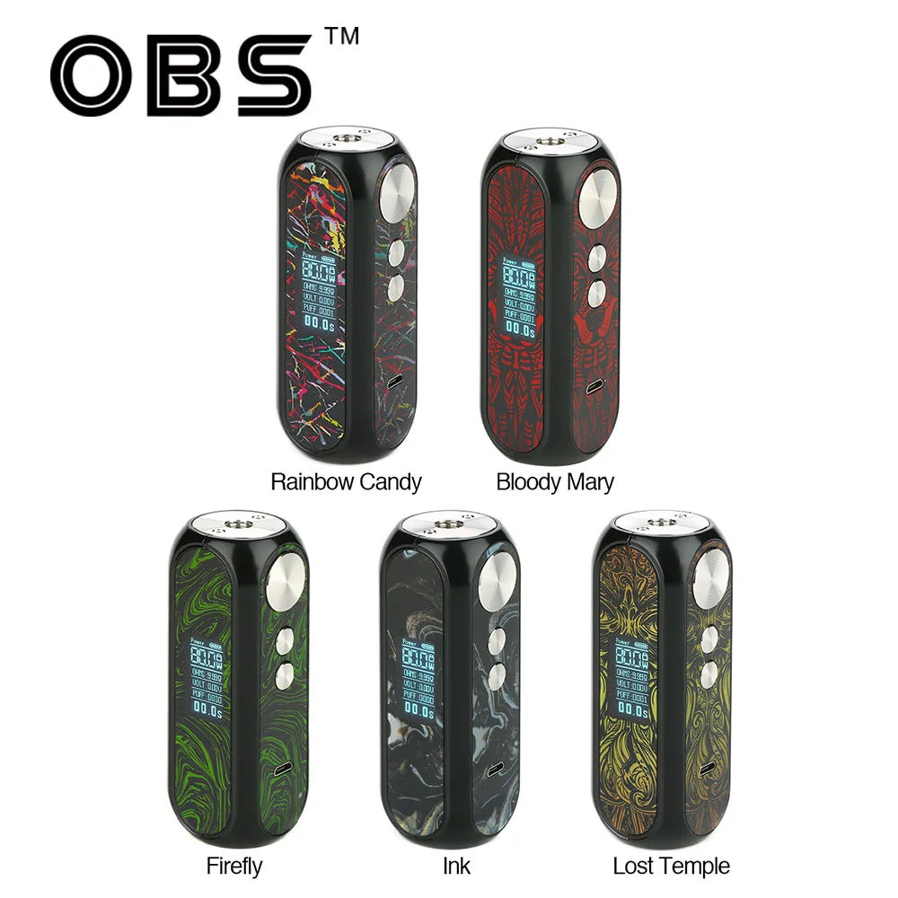 Оригинальный бокс-мод OBS Cube X 80 Вт VW с питанием от аккумулятора 18650 для вейпа