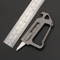 titanium alloy multi function tactical hang buckle edc utility knife portable push pull knife opener keychain carabiner