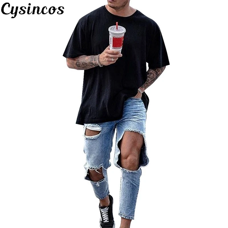 CYSINCOS, новинка, модная уличная одежда, мужские джинсы, винтажные, синие, обтягивающие, рваные, рваные джинсы, рваные, брюки в стиле панк, Homme, хип-хоп, джинсы для мужчин