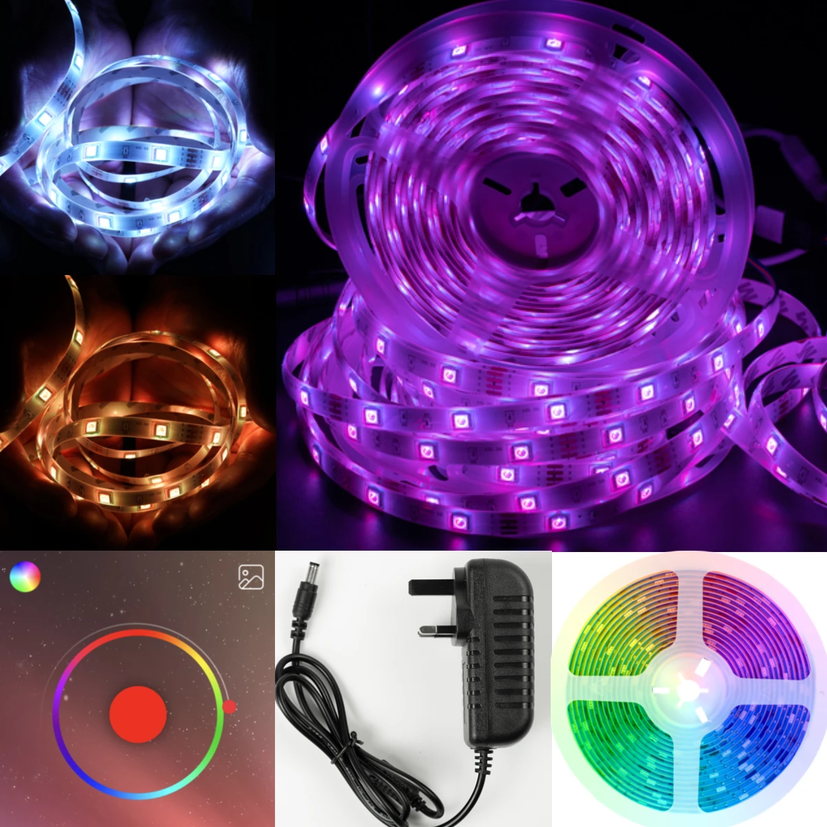 

LED Strip Lights RGB 5050 SMD 2835 DIY Waterproof Lamp Flexible Tape Diode Bluetooth luces led 16.4ft DC 12V For Home