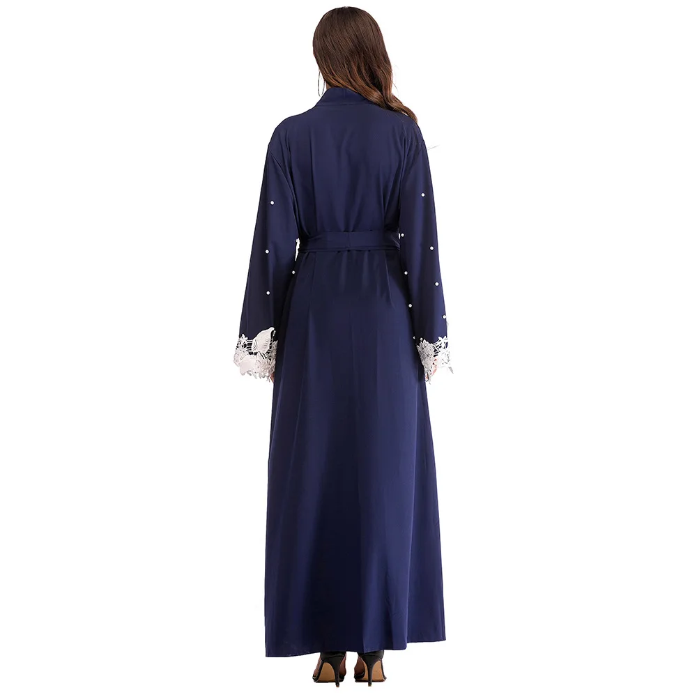 Арабское мусульманское Открытое платье-хиджаб Caftan Kimono Jubah кружевное платье с