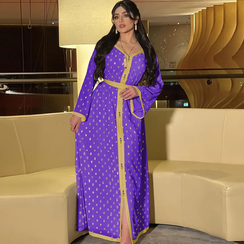 Fashion Muslim Sets Two Pieces Dress Abaya Jalabiya for Women White Party Wedding Eid Moroccan Kaftan Arabic Dubai Purple