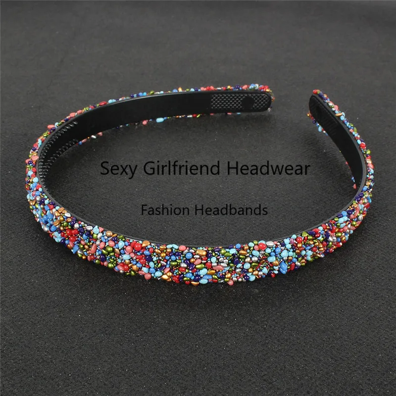 Simulated Crystal Pearl Rhinestones Luxury Hair Accessories Hairbands Sparkly Padded Hair Bands Headdress White Women Headbands