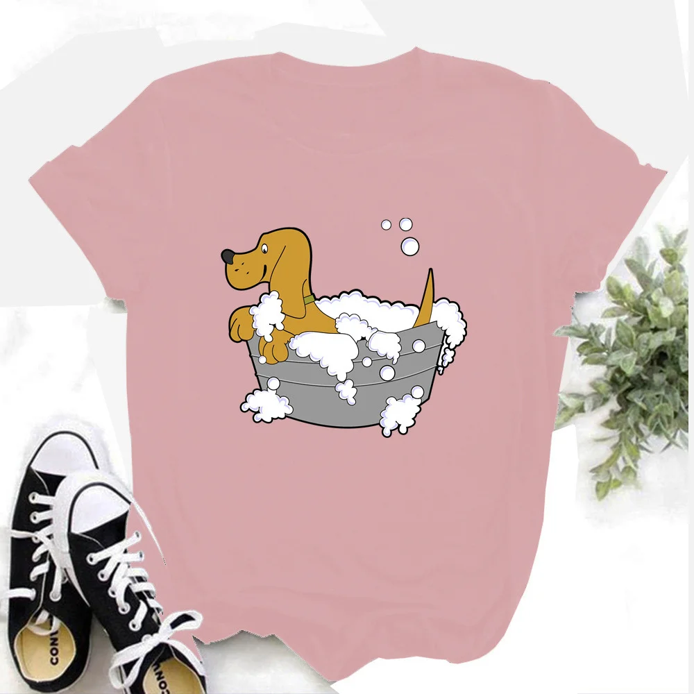 

dog Harajuku T Shirt Women Short Sleeve O Neck Loose Tshirt 2021 Summer Tee Tops Short Sleeve Female TX8041