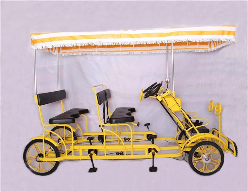 2pcs/lot 4 Seater Pedal Adult Tourist Tricycle Cargo Bike Road Tandem Rickshaw Surrey Sightseeing Bicycle | Бытовая техника