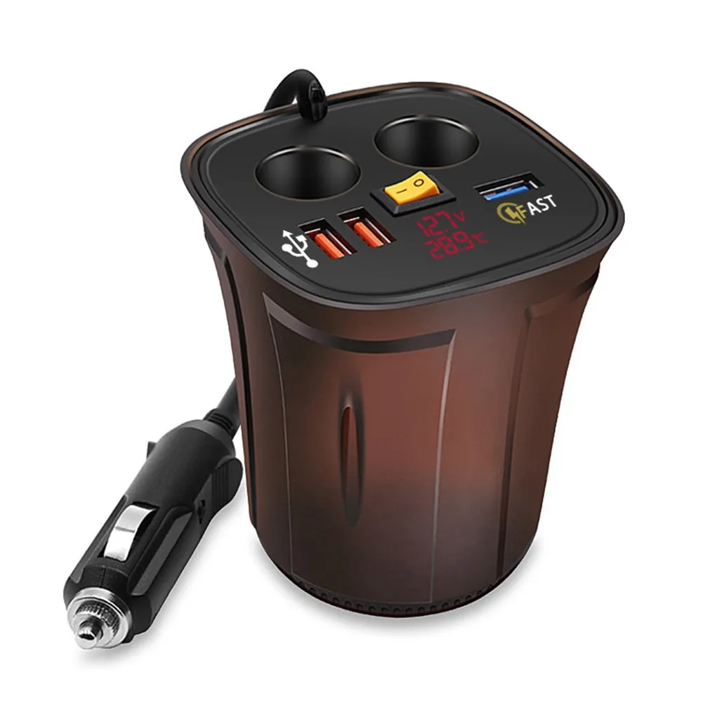 

Black Car Charger Cup Shape Dual USB Fast Socket USB 2.0 120W 12V-24V 80 C