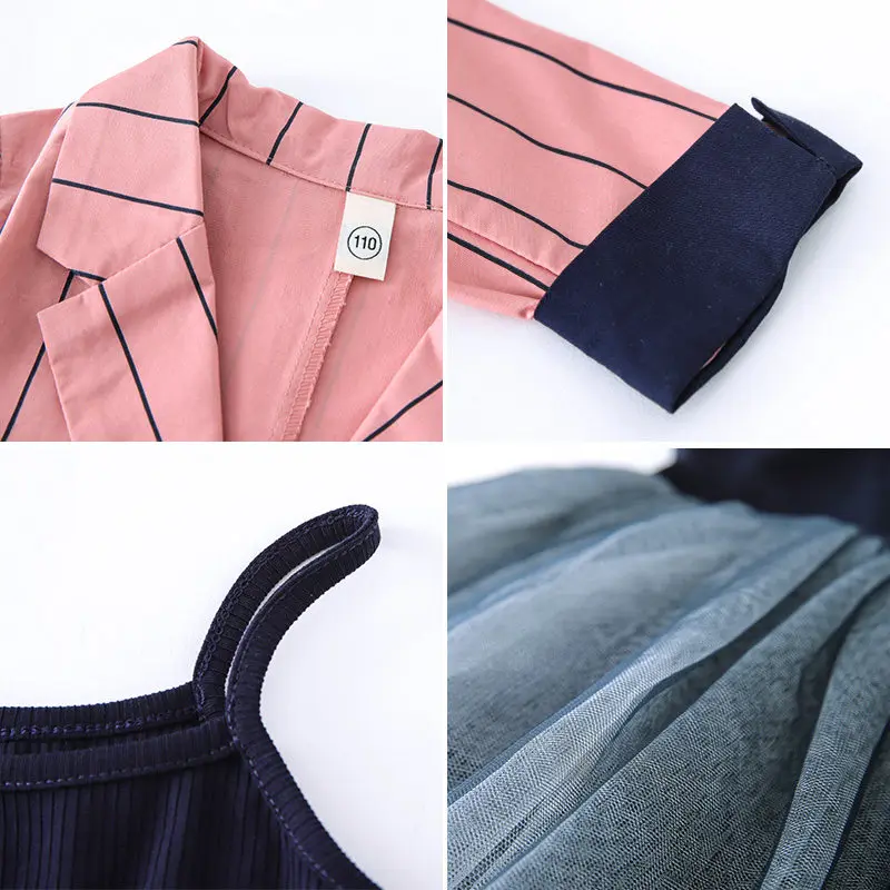 

Girls Clothing Set Autumn Teenage Girls Striped Suit Jackets +Dress School Tracksuit Girls Clothes Children Clothes 4-13 Years