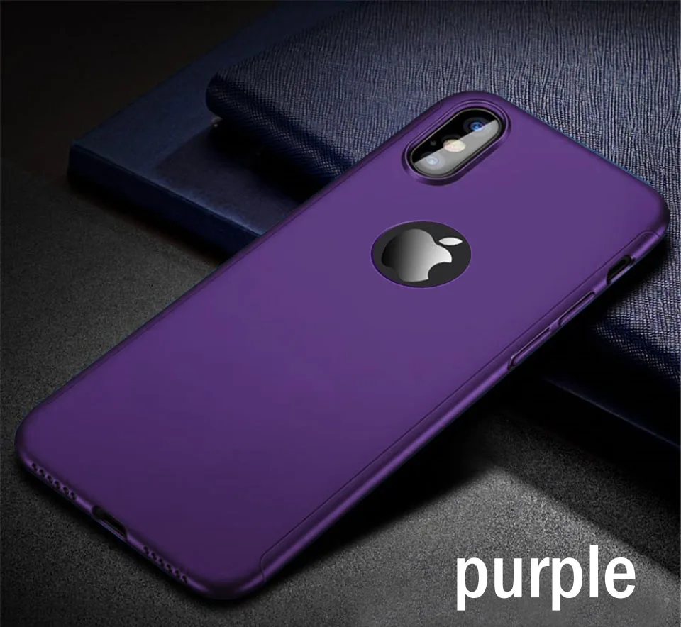 Purple Роскошный 360 изогнутый полный Чехол для iPhone 11 Pro Max, защитный чехол для iPhone XR XS Max X 11 6 6 S 7 8 Plus, противоударный чехол, стекло - Цвет: Purple