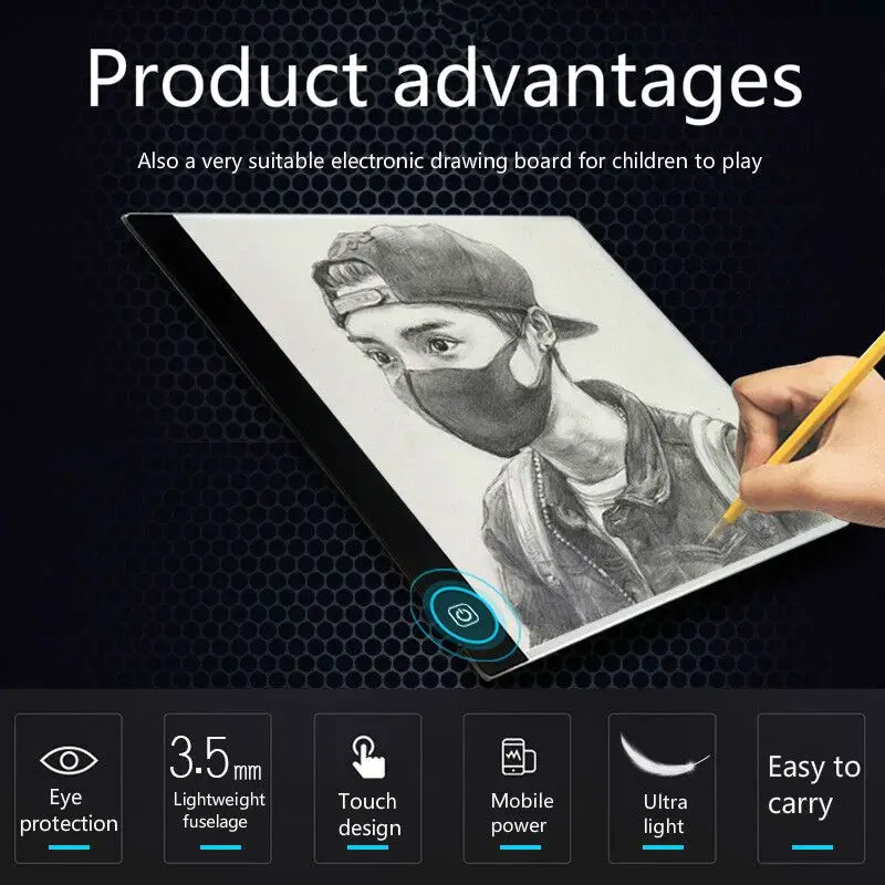 A4 светодиодный планшет для рисования защита глаз цифровой графический коврик USB