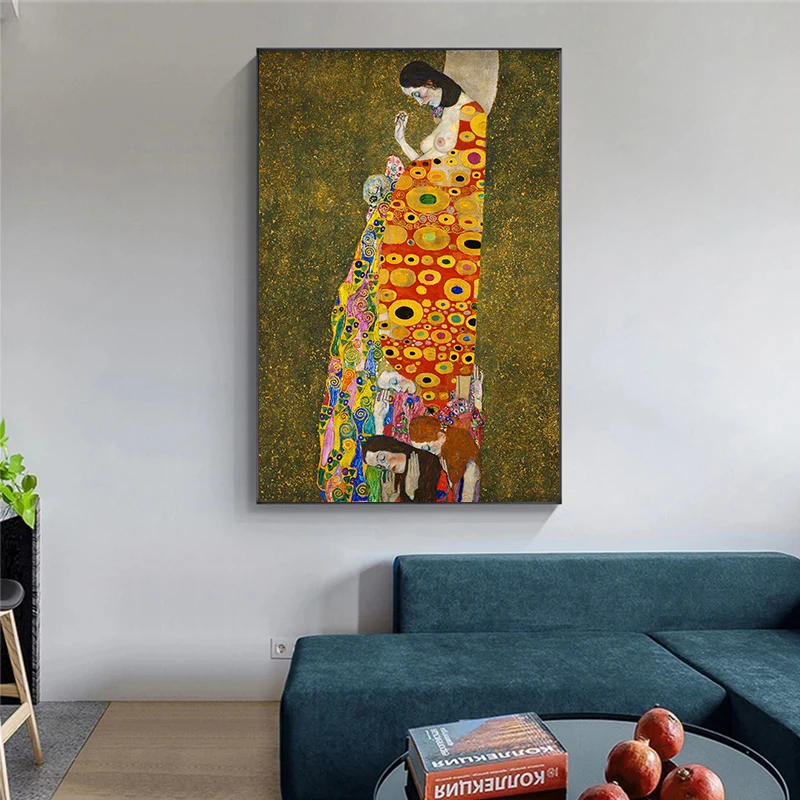

Classic Artist Gustav Klimt Kiss Abstract Oil Painting On Canvas Print Poster Modern Art Wall Pictures For Living Room Cuadros