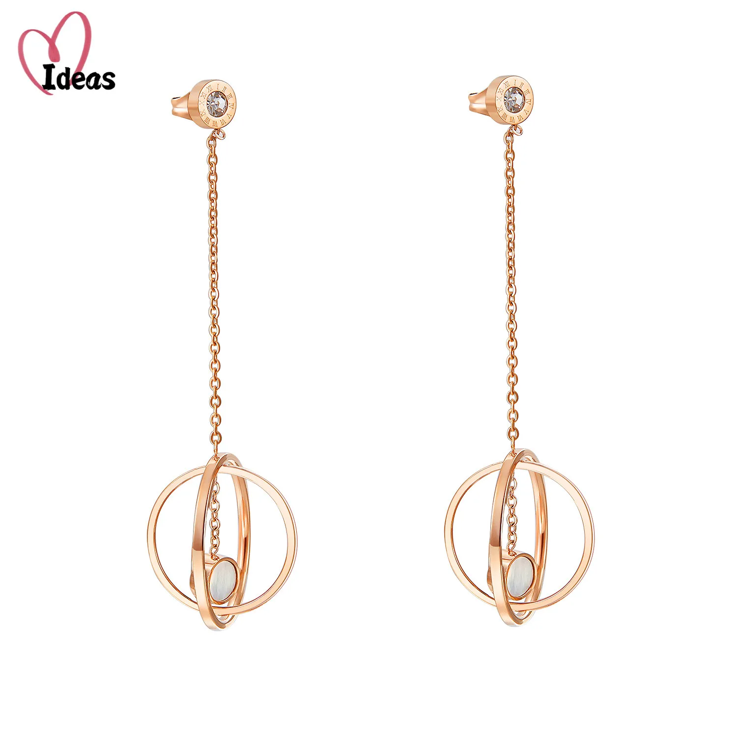 

Elegant Women Hollow-carved Design Charm Earrings Jewelry Valentine's Day Gift Gold Black Stainless Steel Long Peculiar Earrings