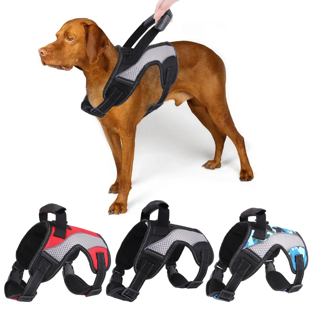 

Светоотражающая шлейка для собак, воздухопроницаемая Регулируемая жилетка с ручкой, для прогулок на открытом воздухе, маленьких и больших ...