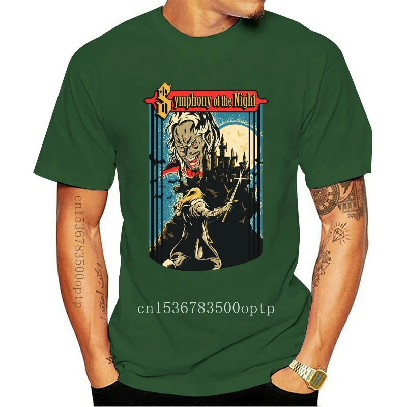 

Новая мужская черная футболка Castlevania с симфонией игры «ночь»