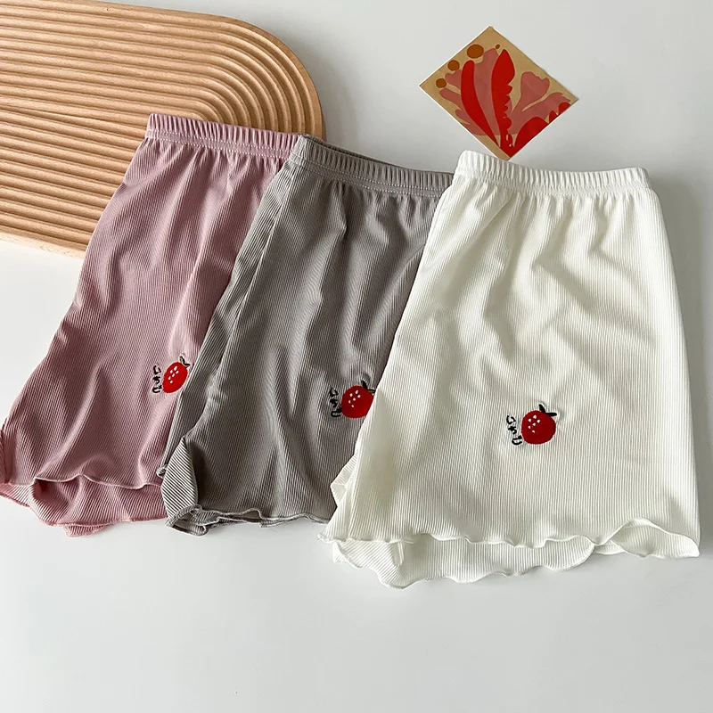 

EBAIHUI Strawberry Embroidered Safety Short Pants Summer Under Skirt Shorts Cotton Breathable Short Tights Comfortable Panties