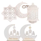 Деревянное ремесло Рамадан ИД Мубарак украшения для дома Луна деревянный налет подвесной орнамент кулон Ислам Мусульманские товары для вечерние