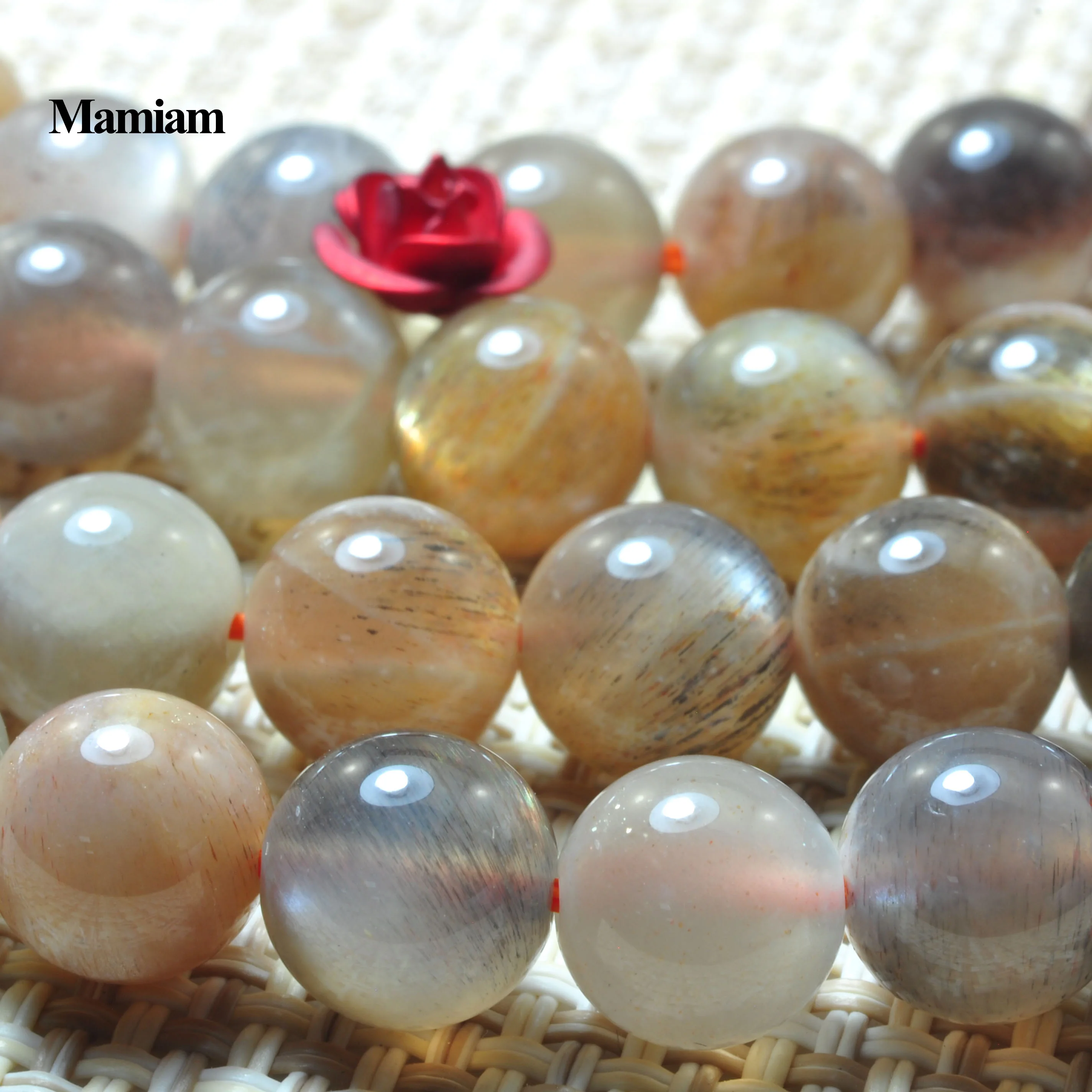 

Mamiam Natural A Gray Sunstone Beads 6mm 8mm 10mm Smooth Loose Round Stone Diy Bracelet Necklace Jewelry Making Gemstone Design