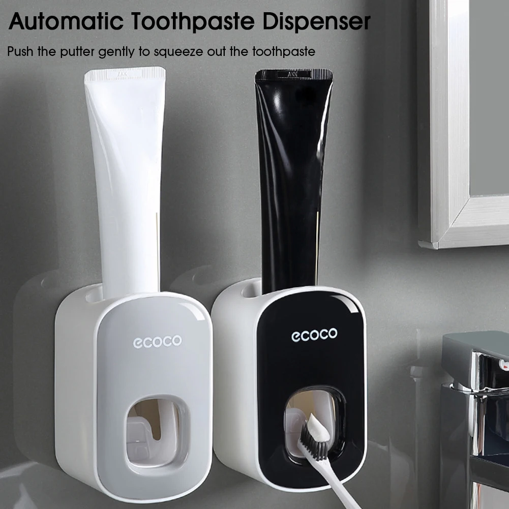 

Automatic Wall-mounted Toothpaste Dispenser Squeezer Dust-proof Hands-free Lazy Squeeze Toothpaste Bathroom Accessories Set
