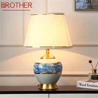 brother ceramic table lamps copper desk light modern fabric decorative for home living room dining room bedroom