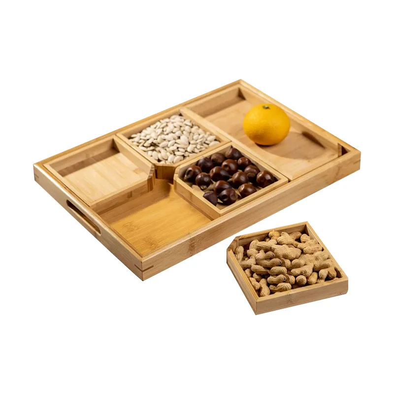 

Chinese Style Wooden Dried Fruit Tray Candy Box Creative Tray Living Room Snacks Dessert Melon Seed Box Household Fruit Tray