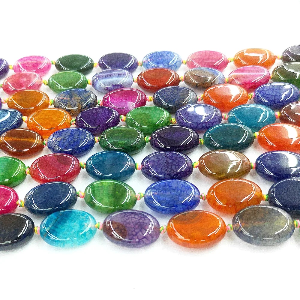 Natural Stone Agates Beaded Women Jewelry Making Veins Oval-shaped Piece Mixcolor Loose Beads DIY Bracelet Necklace Accessories | Украшения