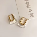 Новинка 2022, Модные прозрачные серьги-кольца из смолы для женщин и девушек, геометрические металлические акриловые серьги неправильной геометрической формы, бижутерия для вечеринки