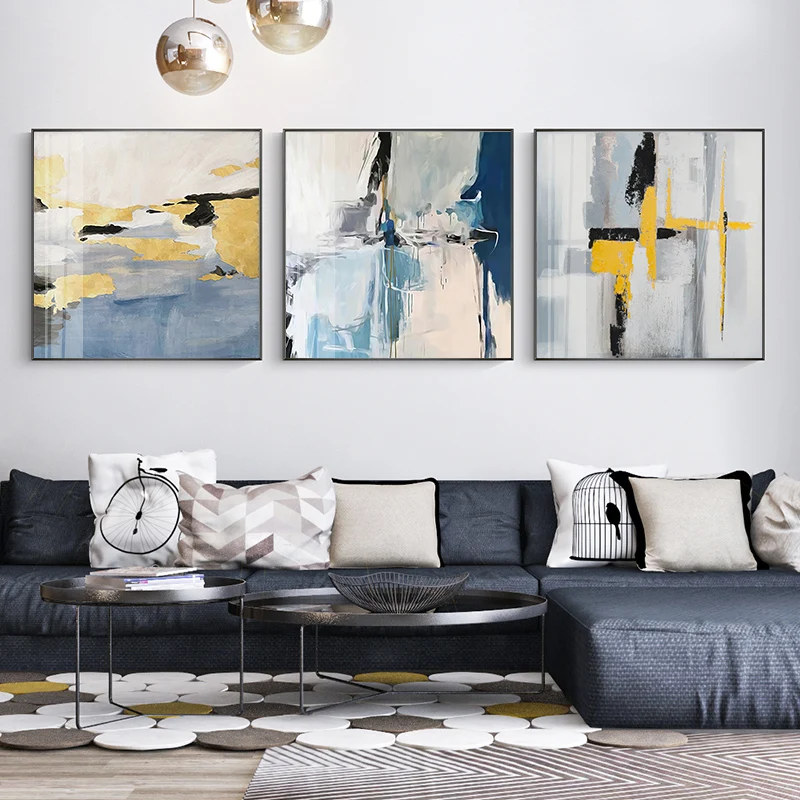 

Nordic Blue And Yellow Abstract Canvas Painting Home Decorative Art Posters And Prints For Living Room Modern Minimalist Picture