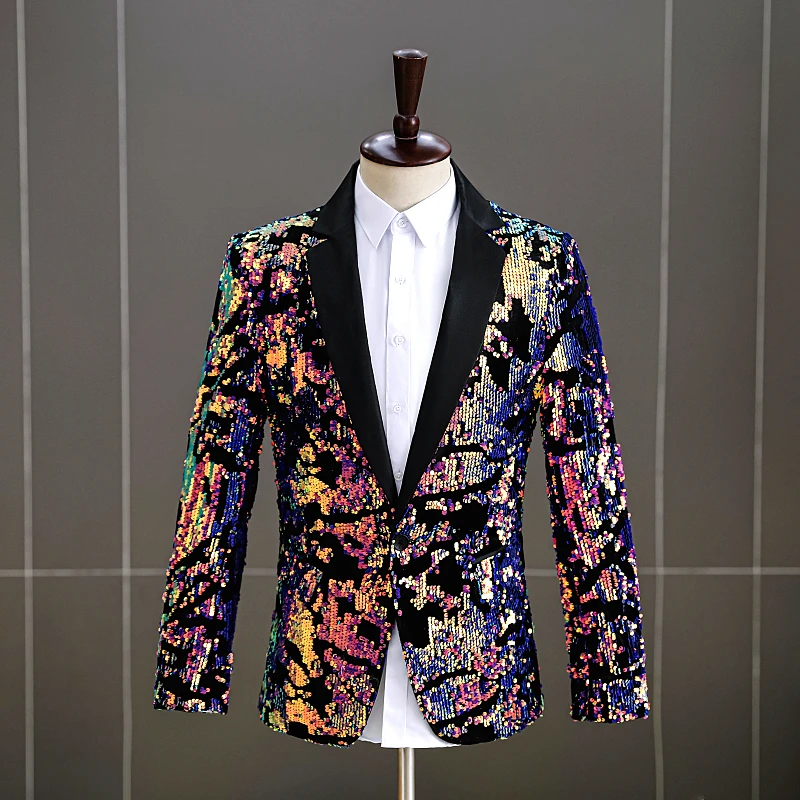 4-цветный бархатный смокинг с блестками и мужской костюм певицы сценический