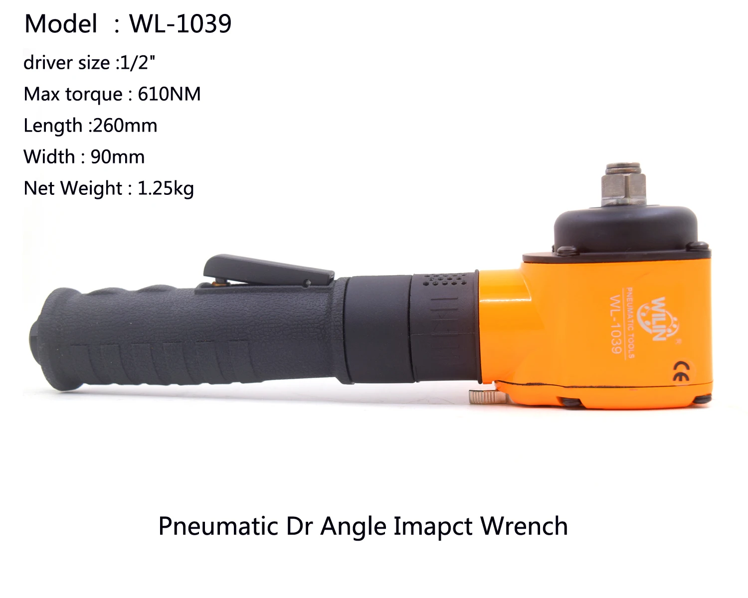 Пневматический ударный гайковерт с прямым углом 1/2 дюйма инструмент для