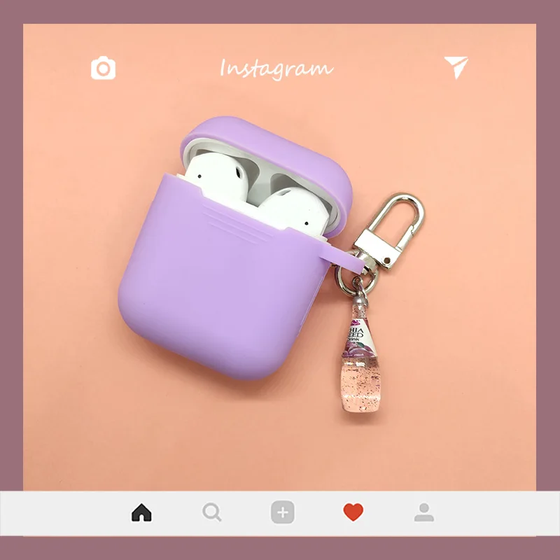 Чехол для AirPods, милые пивные кожухи головных телефонов для Apple Airpods 1 2 Силиконовые bluetooth-наушники, защитный чехол, кольцо для ключей для вина