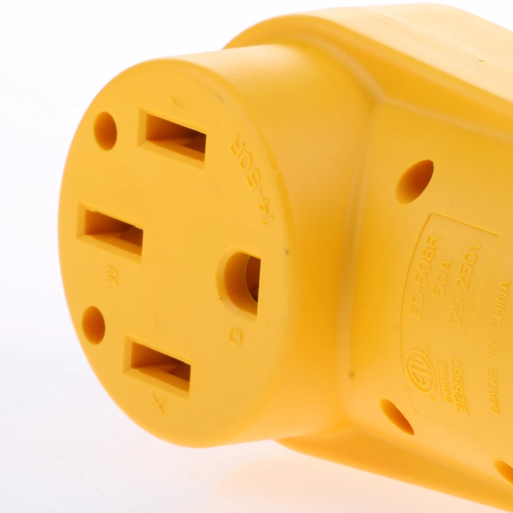 

125V/50Amp Heavy Duty RV Replacement Famale Plug with Ergonomic Grip Handle, Yellow