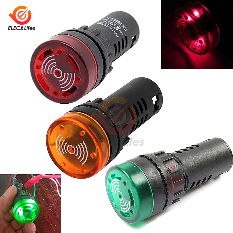 AD16 22SM Flash СВЕТОДИОДНЫЙ активный звуковой сигнал тревоги индикатор DC 12V 24V AC 110V 220V 22