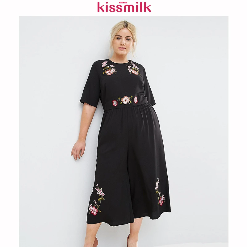 Kissmilk плюс размер 2020 новые модные женские комбинезоны с вырезами и цветочной