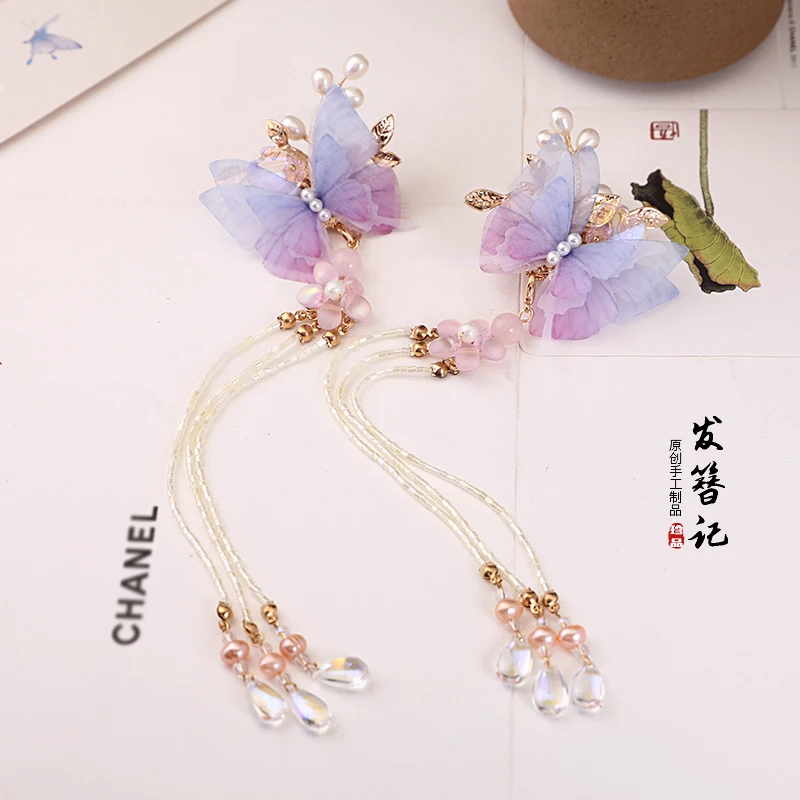 

Chinese Clothing Headdress Children Tassels Hairpin a Pair of Hairclips Immortal Versatile Antique Style Hair Clip Accessories