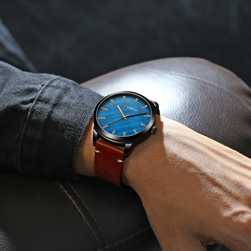 

CURREN Man Watches Fashion Business Quartz Wristwatch Vintage Leather Strap Analog Quartz Clock Men Minimalism Design Watch