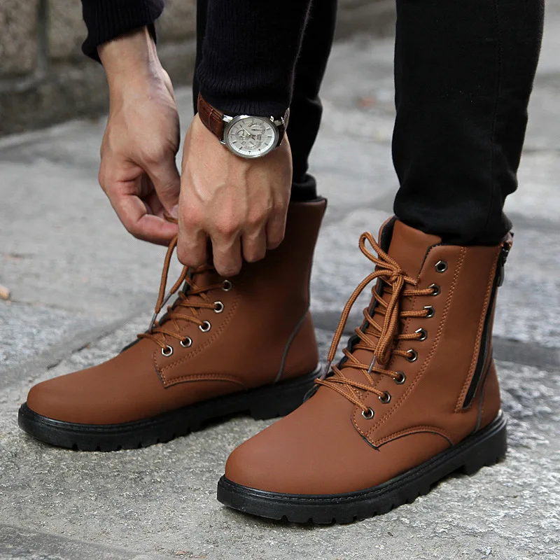 

Whoholl Brand Size 39-44 Men Boots Top Quality Men's Casual Shoes Handsome Comfortable Retro Leather Boots Autumn Sping Boots