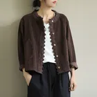 Женская Осенняя повседневная куртка, новинка 2020, винтажная Вельветовая однотонная Свободная Женская верхняя одежда в искусственном стиле, пальто P1481