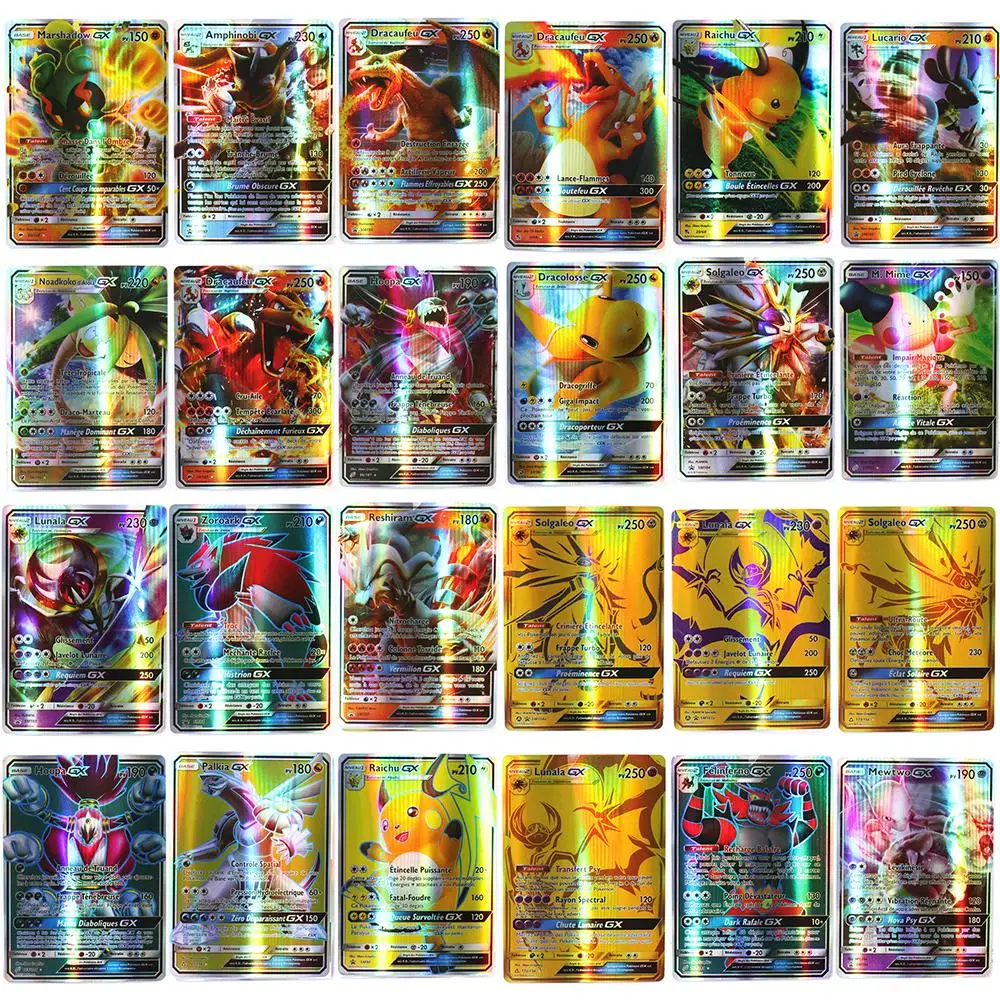 Juego de cartas de Pok&eacute;mon franc&eacute;s para ni&ntilde;os, juego de cartas de Pok&eacute;mon de 50-200 uds, GX Vmax V Max, batalla brillante-3