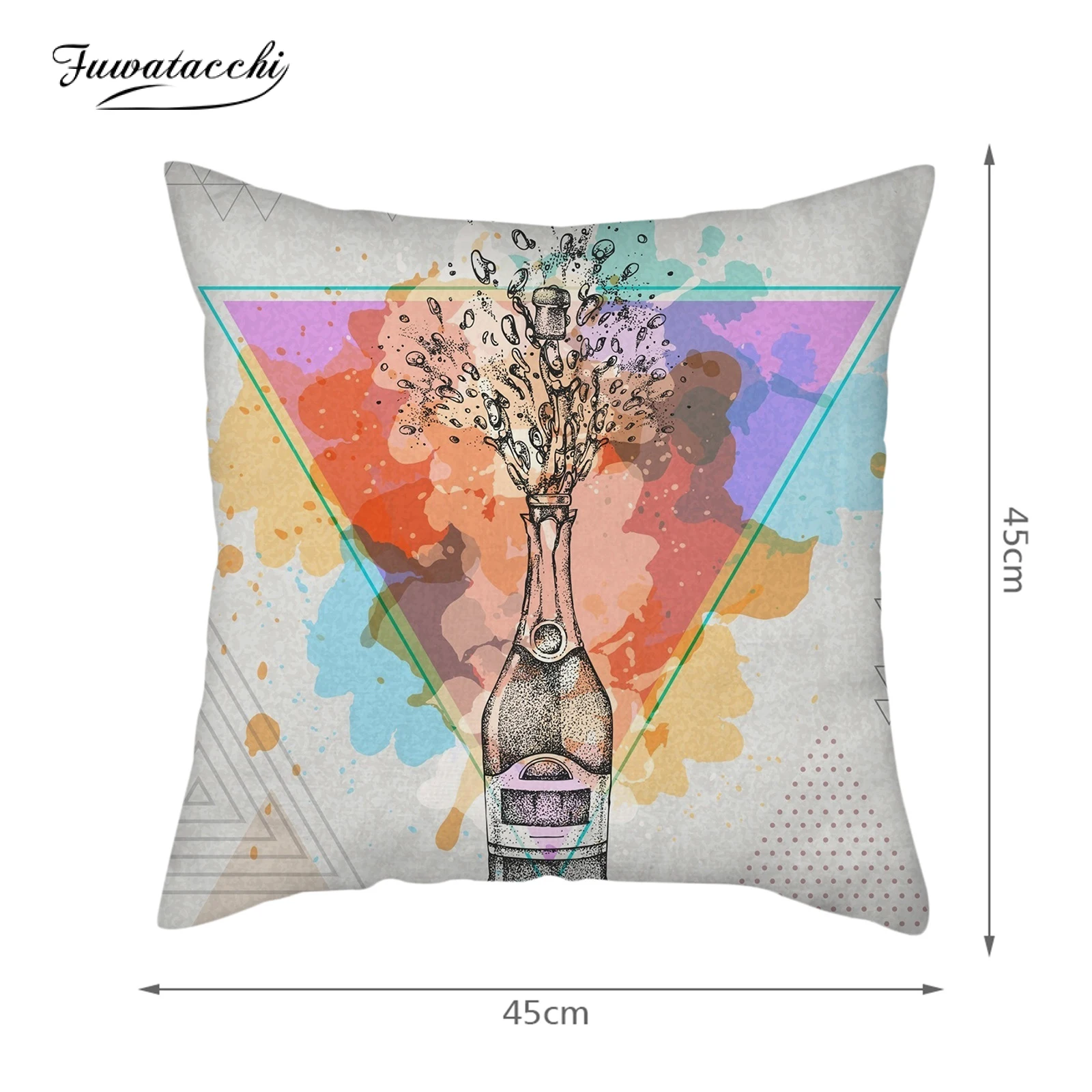 

Fuwatacchi Throw Pillow Cover Red Wine Glass Pattern Cushion Cover Home Decor Modern Abstract Office Sofa Pillowcase Funda Cojin