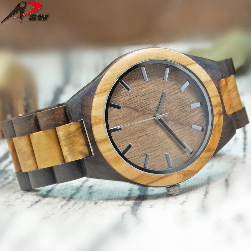 Мужские наручные часы Zebra Olive с деревянным ремешком популярные мужские