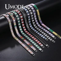umode 2022 new rainbow crystal tennis bracelets for women bracelet set colorful zirconia femme bridal wedding jewelry ub0181ax
