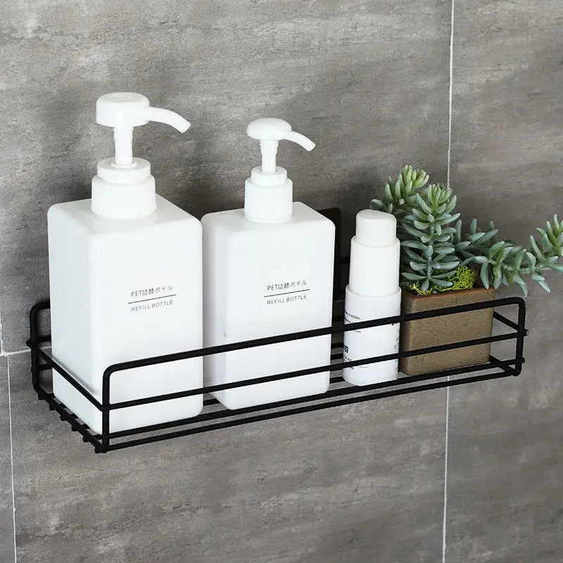 

Bathroom Shelf Shower Wall Mount Shampoo Storage Holder With Suction Cup No Drilling Kitchen Storage Bathroom Accessories