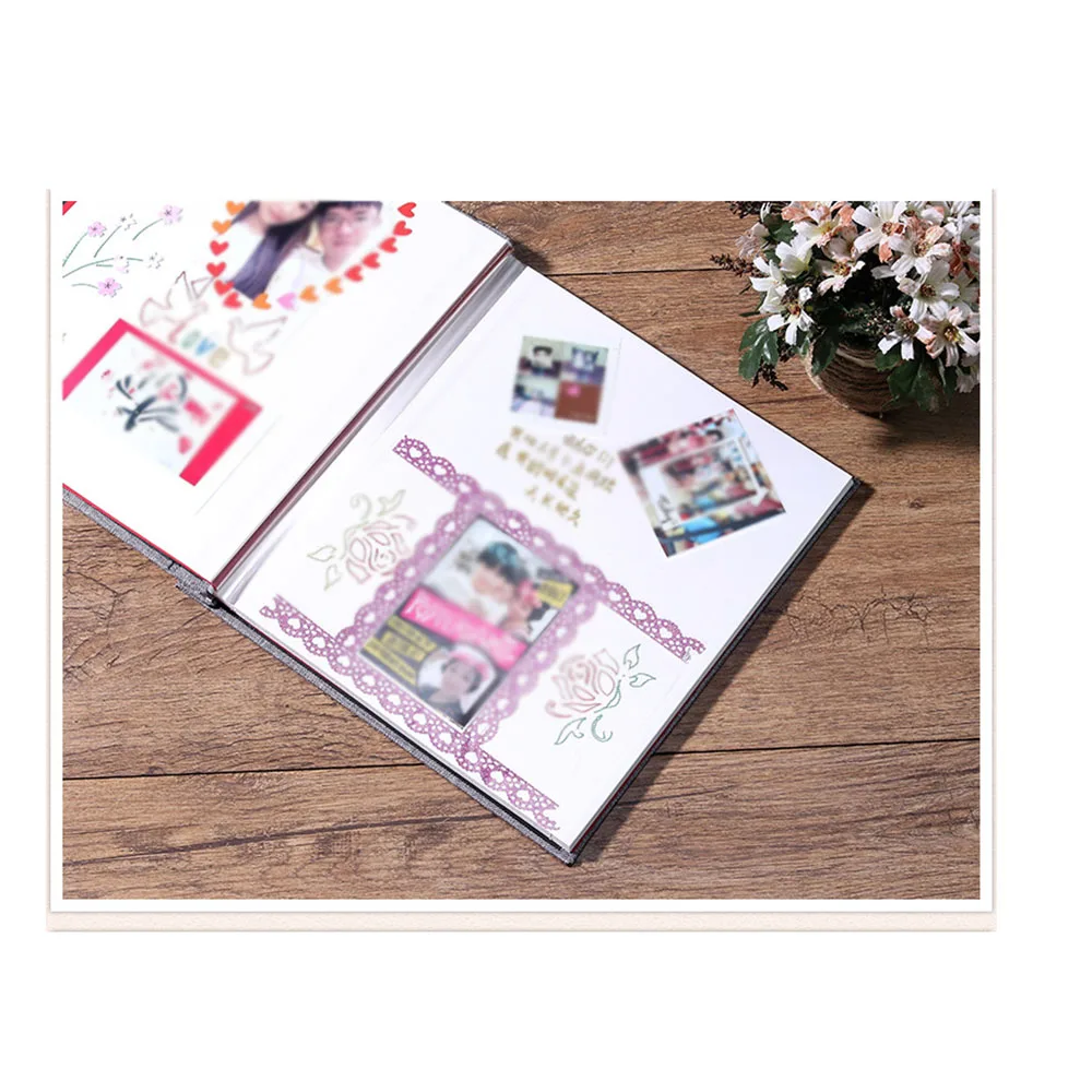 16 Inch Linen Self-Adhesive Scrapbook DIY Photo Album Retro Family Wedding Anniversary Large Capacity Handmade Memory Book