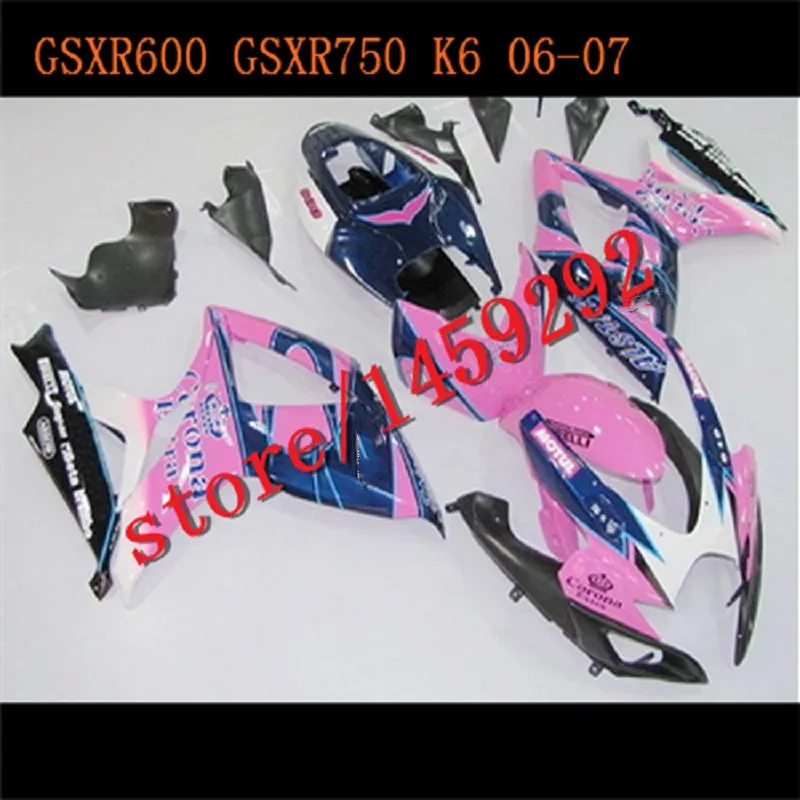 

ABS Fairings for GSXR600 06 07 GSXR750 SUZUKI GSX-R600 GSX-R750 2006 2007 pink blue black GSXR 600 750 06-07 K6 K7 fairing kits