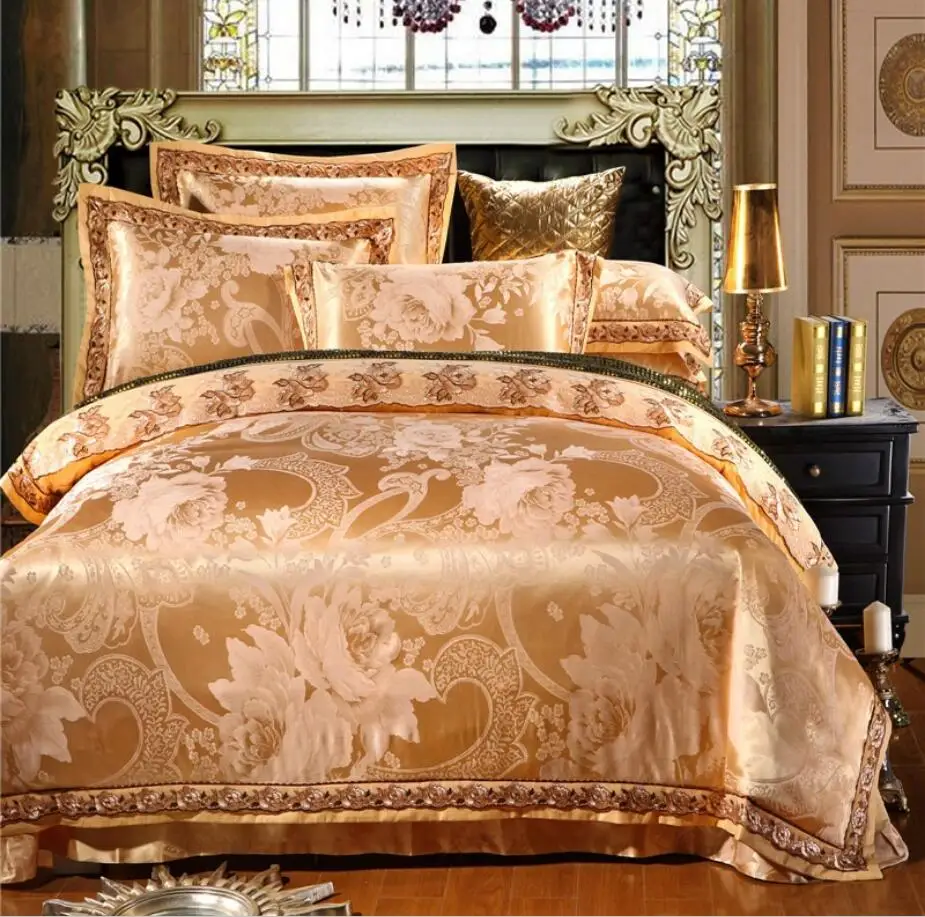 Комплект постельного белья из жаккардового атласа белый королевский комплект 6