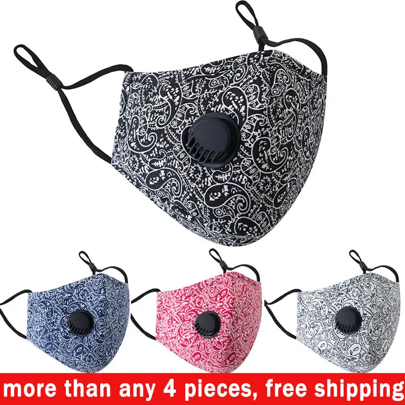 Многоразовая защитная маска PM 2 5 с принтом кешью унисекс хлопок цвет в