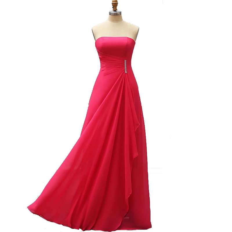 Реальные фотографии Новое поступление длинных вечерних платьев 2021 фуксия шифон