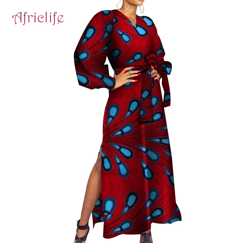 Африканские платья для элегантных женщин v-образный вырез Дашики дизайнерское